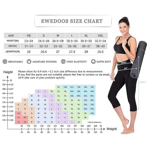 Women's Yoga Pants with Pockets Leggings for Women Capris Black - Picture 6 of 6